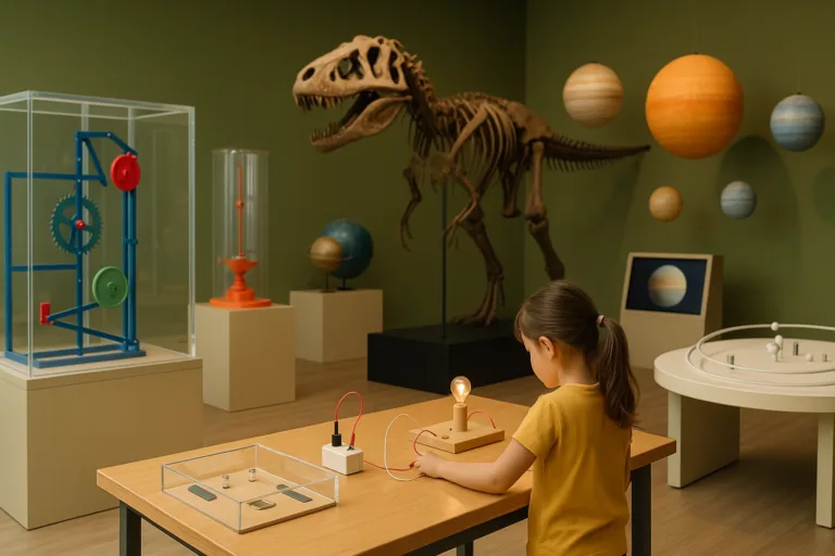 Children exploring interactive science exhibits in a museum