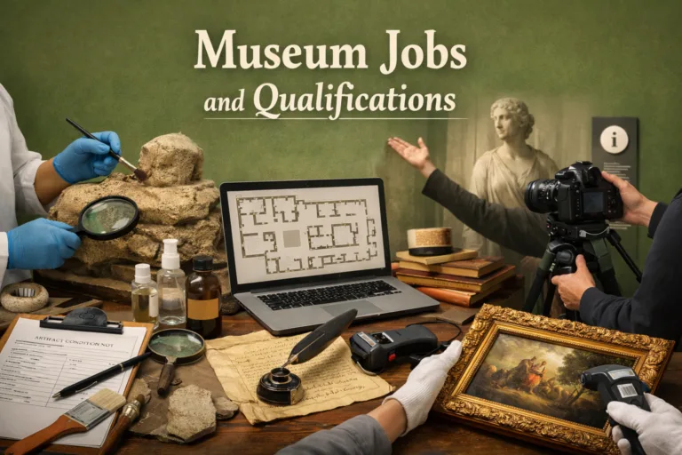 Museum staff reviewing job qualifications and postings