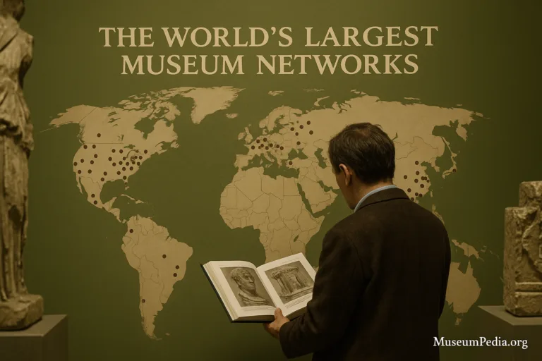 Worldwide museum network map showcasing largest museums