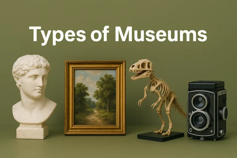 Variety of museum types showcasing art history science and cultural exhibits
