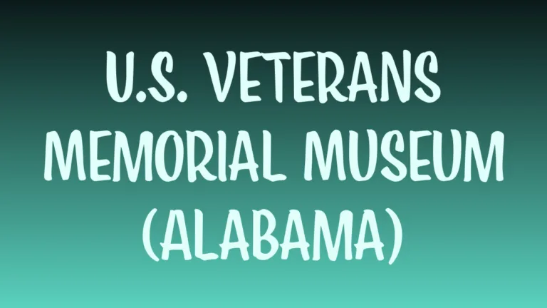 US Veterans Memorial museum entrance with American flag in Alabama